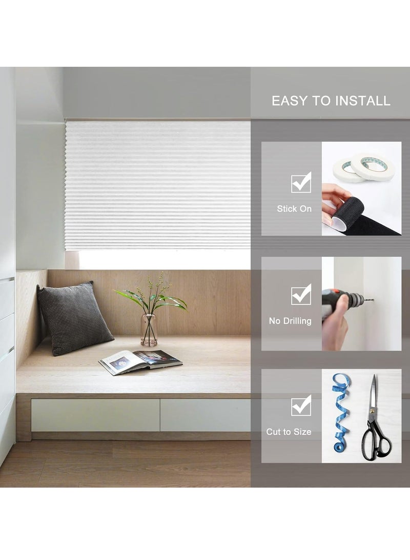 GUDOO Pleated Window Shades Blackout Pleated Paper Shade Light Filtering Non-woven Blinds Window Easy To Install for Bedroom Bathroom Living Room Kitchen 60 cm x 150 cm White - Image 2